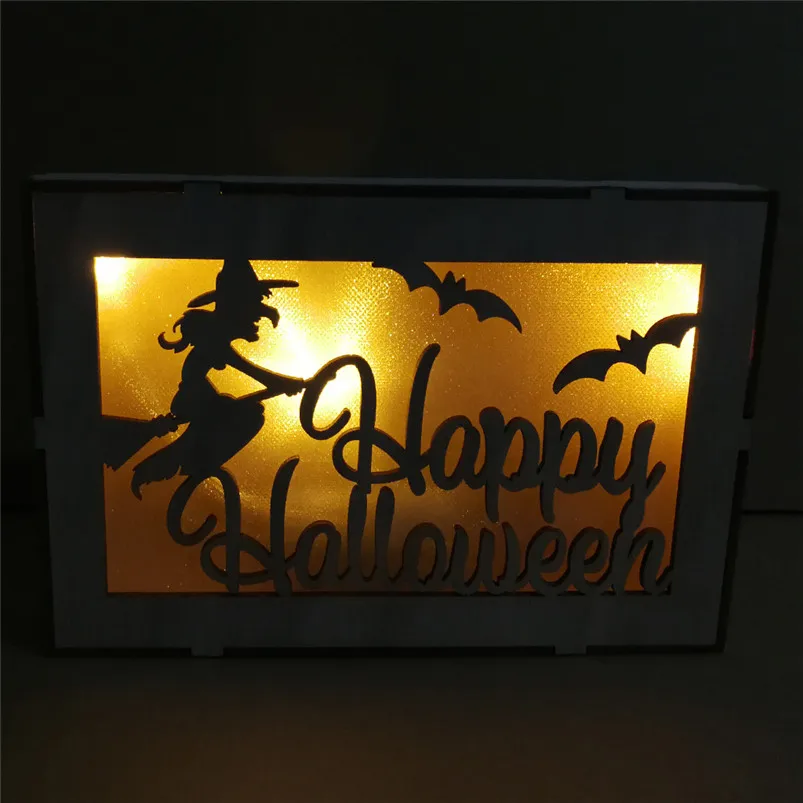Wooden Hanging Home Decor Pumpkin Haunted House Pendant LED Night Light Halloween Home Decor Adornos Para Casa 30AUG0229