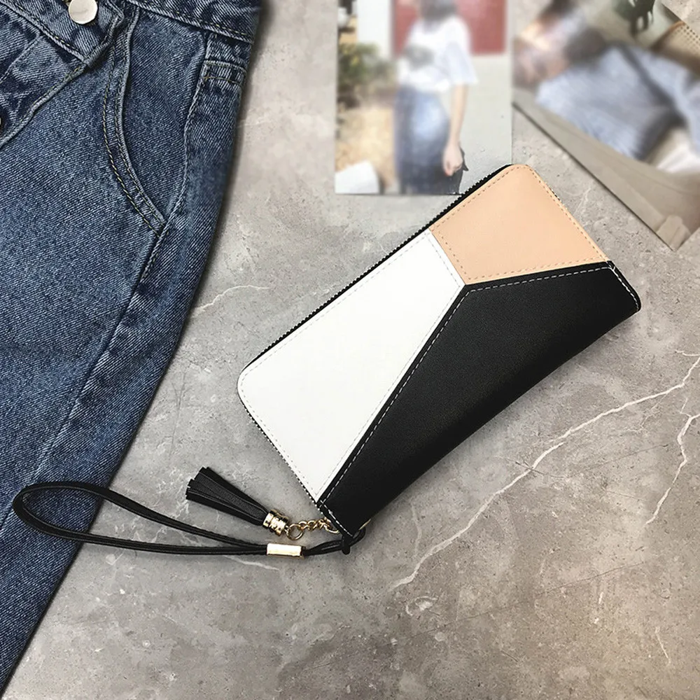 Fashion Wallet Women Tassel Heart Simple Zipper Purses Long Purse Section Clutch Wallet Soft PU Leather Money Bag Dropship