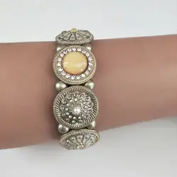 2019 модные эластичные браслеты ювелирные изделия новые золотые круглые лепестки ракушек горный хрусталь браслет для женщин Подарочные
