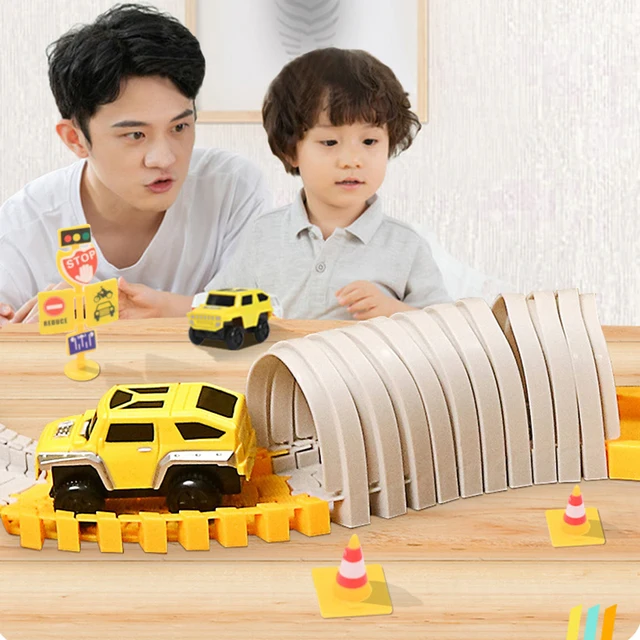 333 Pcs Railway Racing Track Play Sets DIY Toys for Kids Children Assemble Track Bend Flexible Flash Light Car Educational Gifts 2