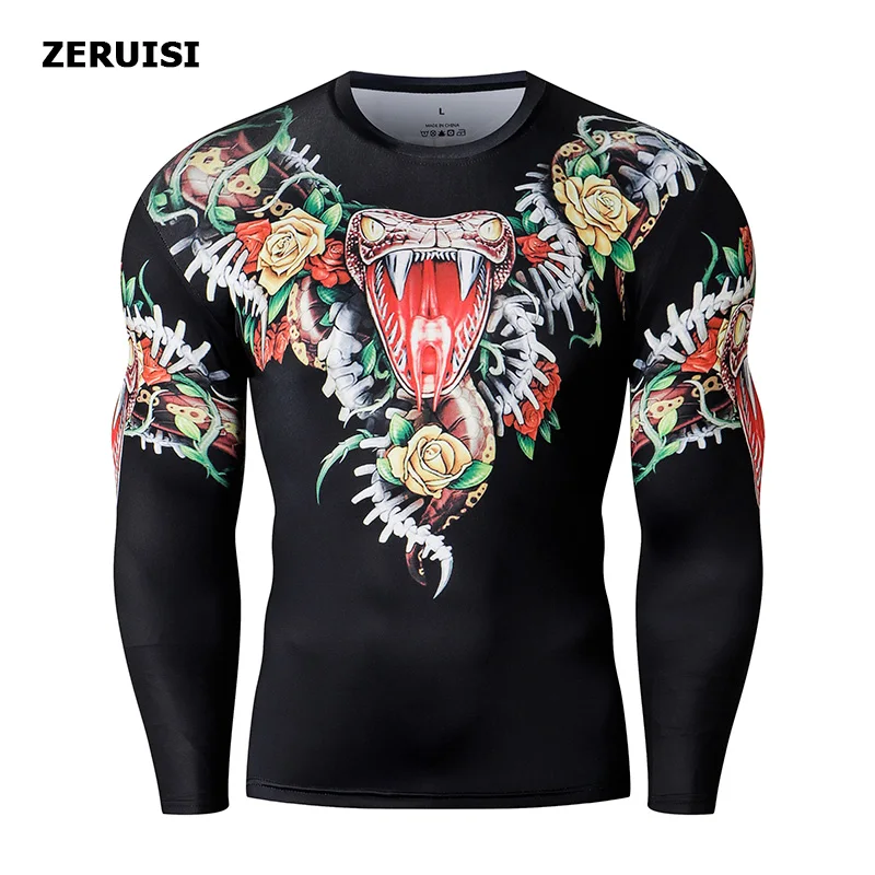 New Arrival 3D Printed T shirts Men Compression Shirt Costume Long Sleeve Tops For Male Fitness Hip hop Clothing - Цвет: JJS89