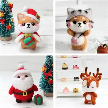 

Felt Poked Felt Craft DIY Non Finished Poked Set Handcraft Kit DIY Needle Material Bag Pack Felt handmade craft toys home decor