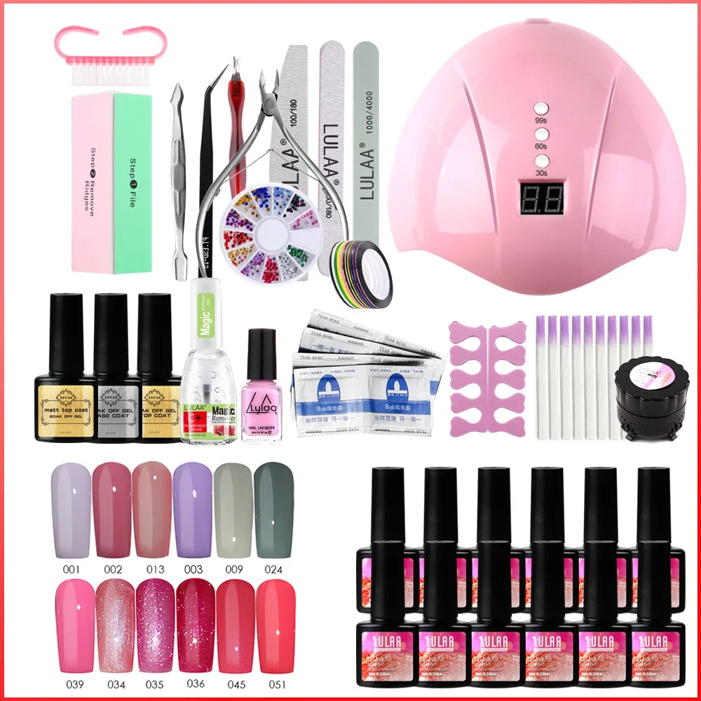 

Nail Gel Set professional set Manicure Set Quick Building Gel Clear Soak Off Gel Nail Polish set withLED Lamp Dryer Nail Kit