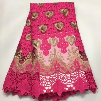 

African Lace Fabric 2019 High Quality Mei Red Cord Nigerian Lace Fabric Wedding French Water-soluble lace Fabric For Dresses
