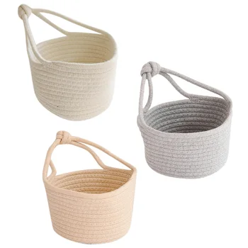 

Household Items Cotton Woven Fishing Basket Small Hanging Basket Cotton Rope Storage Box