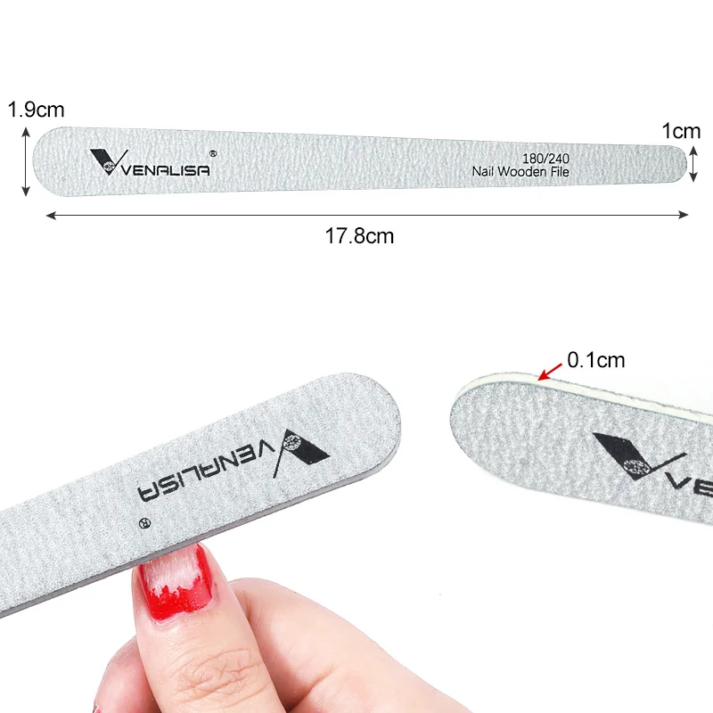 VENALISA Neue Nagel Dateien 5 Teile/los Nagel Holz Datei Kalk 180/240 Doppel Seite Schleifen Buffer Nail art Werkzeug Für UV gel Polnisch – Detail 5