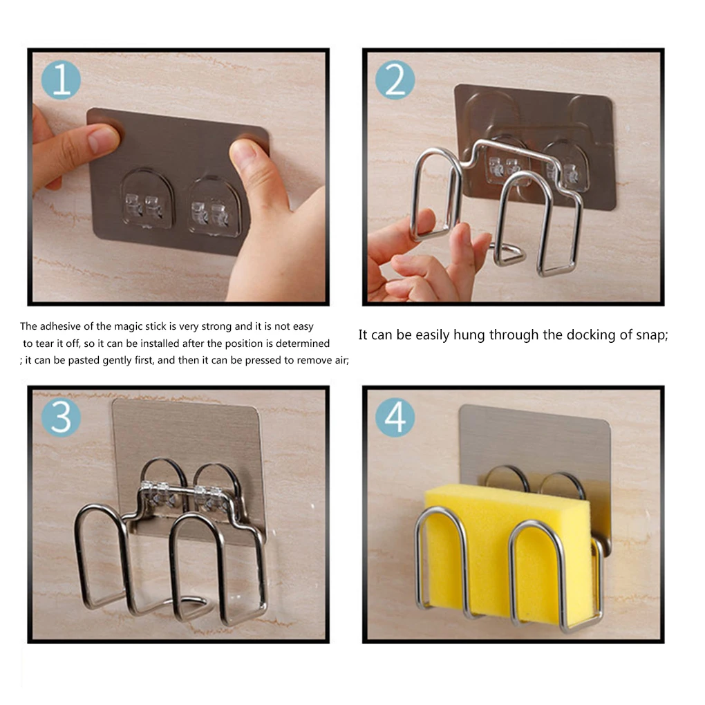 Sink Sponge Storage Rack Holder Stainless Steel Scrubbers Soap Drying Rack Scouring Pad Drainer Kitchen Organizer