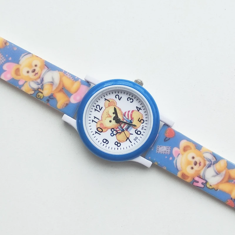 New Design Kid Baby Watches Children Cartoon Bear Watch Kids Cool 3D Rubber Strap Quartz Clock girls boys Present Gift - Цвет: Синий