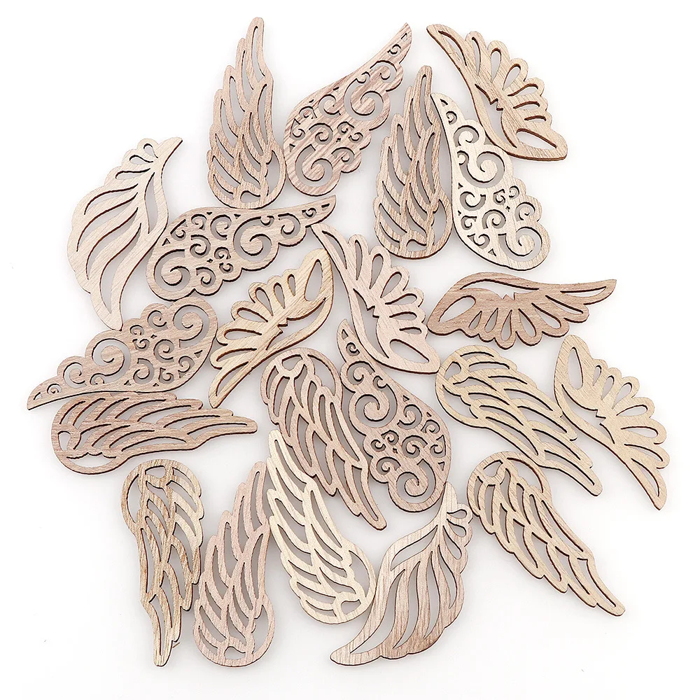 40Pcs/bag Wooden DIY Angel Wings 4 Styles Wood Wedding Decorative