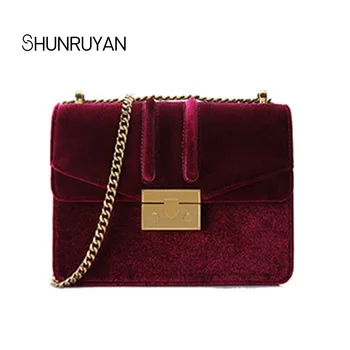 

SHUNRUYAN 2018 Women Bag New Brand Design Vintage Fashion Chain Small Flap Shoulder Bag Crossbody Bag Hasp Ladies Bag