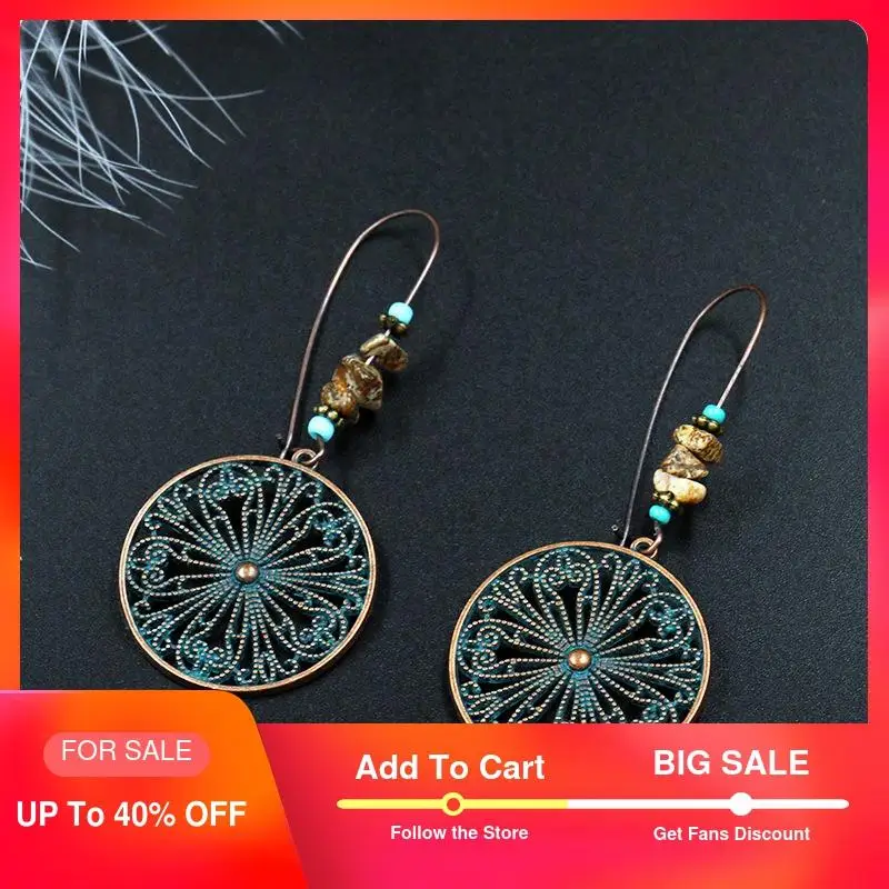 Висячие серьги висит для женщин в этническом стиле обруч заявлением падение