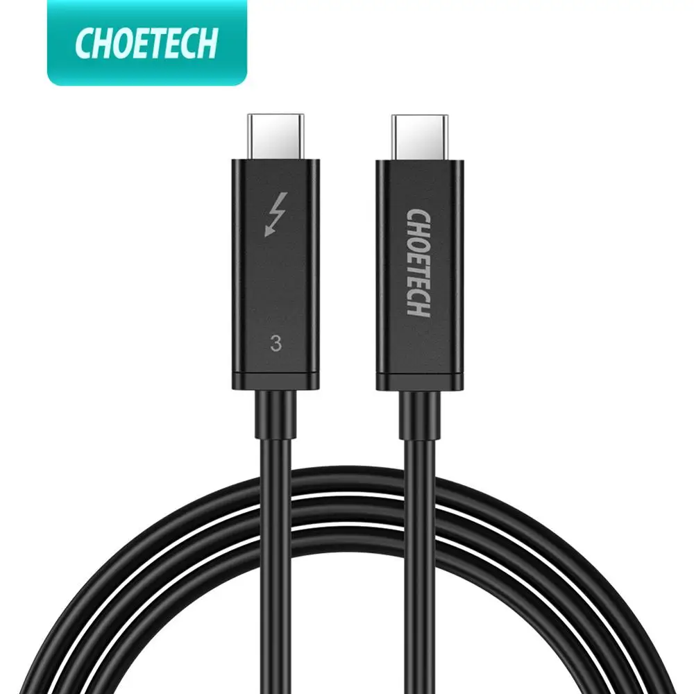 Кабель Choetech Thunderbolt 3 2 м экран 6 5f 40 Гбит/с 100 Вт 5А/20 в поддержка 5K UHD или 4K 60 Гц USB Type C
