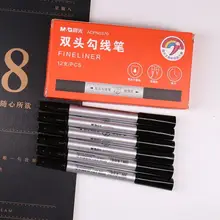 12 шт. двуглавый Gou Xianbi Студенческая живопись быстросохнущая Водонепроницаемая Рекомендованная двойная написанная черная маркер N0370
