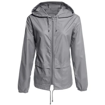 

Ultralight Waterproof Jackets Autumn Outdoor Hiking Zipper Hoodie Solid Color Casual Black Coat Women Outwear Chaqueta Mujer