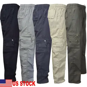 

Mens Tactical Hiking Belted Cargo Pants Skinny Slim Fit 7 Pockets Pants Trousers