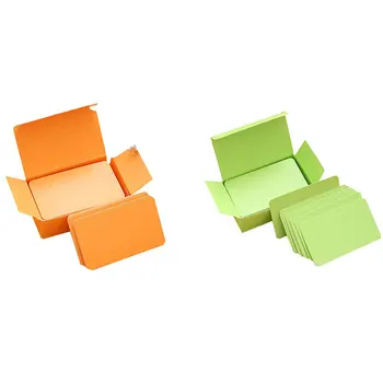 

200 Memory Cards Blank DIY Graffiti Word Cards Net Small Memo Pad Blocks Memorandum Note Blank Word Cards (Orange&Green)