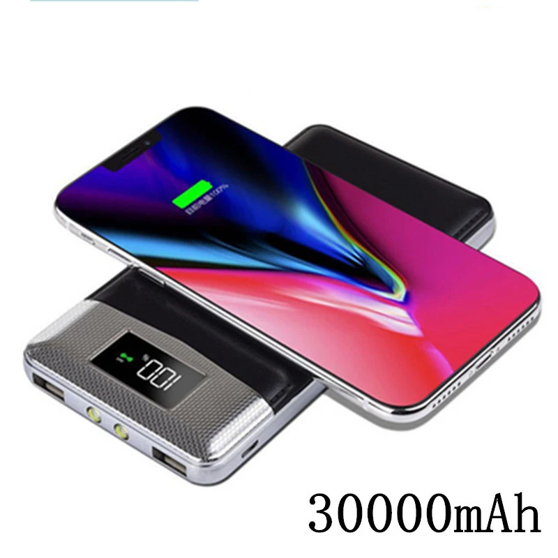 

30000mAh Wireless Charger Power Bank Powerbank Dual USB Charger Wireless External Battery Pack Fast Charging for Smart Phone