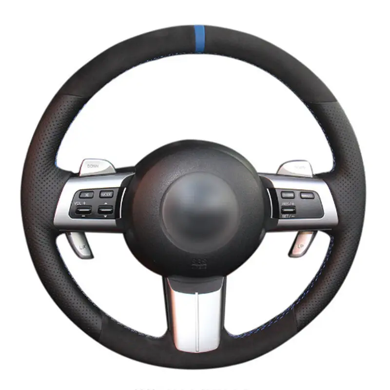 

For Mazda MX-5 2009-2013 Top Leather Steering Wheel Hand-stitch on Wrap Cover