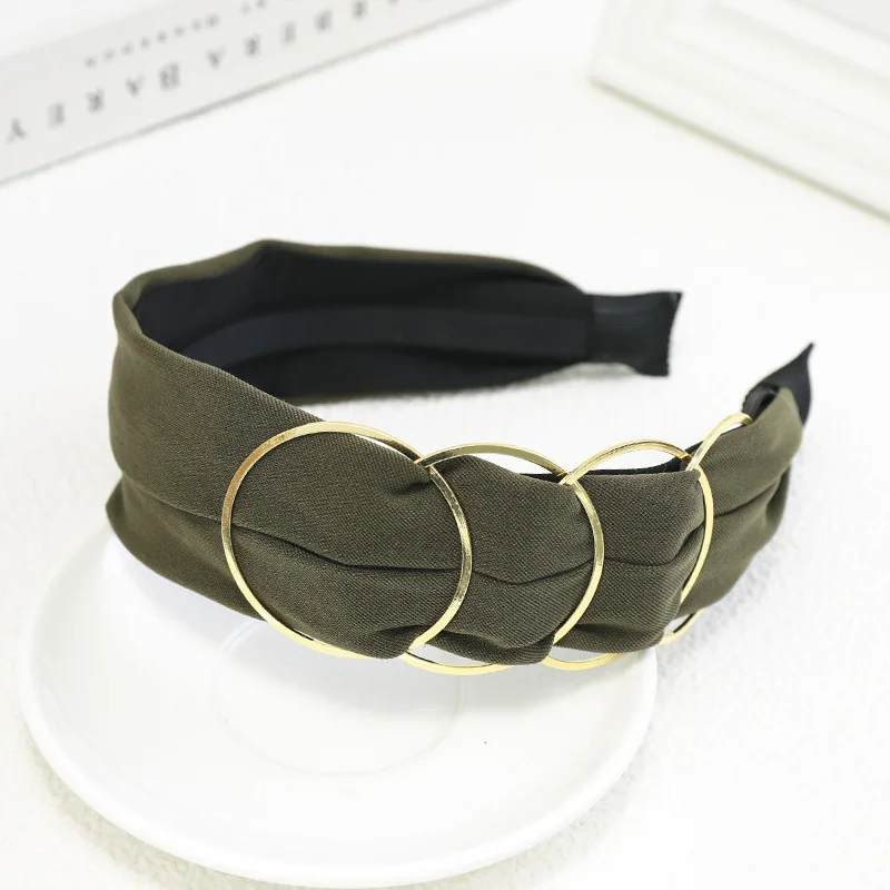 C733 army green Модные резинки для волос с золотым металлическим зажимом для женщин, заколки для волос, обруч для волос, аксессуары для волос, головная повязка для девочек, моющий головной убор, diademas - Цвет: C733 army green