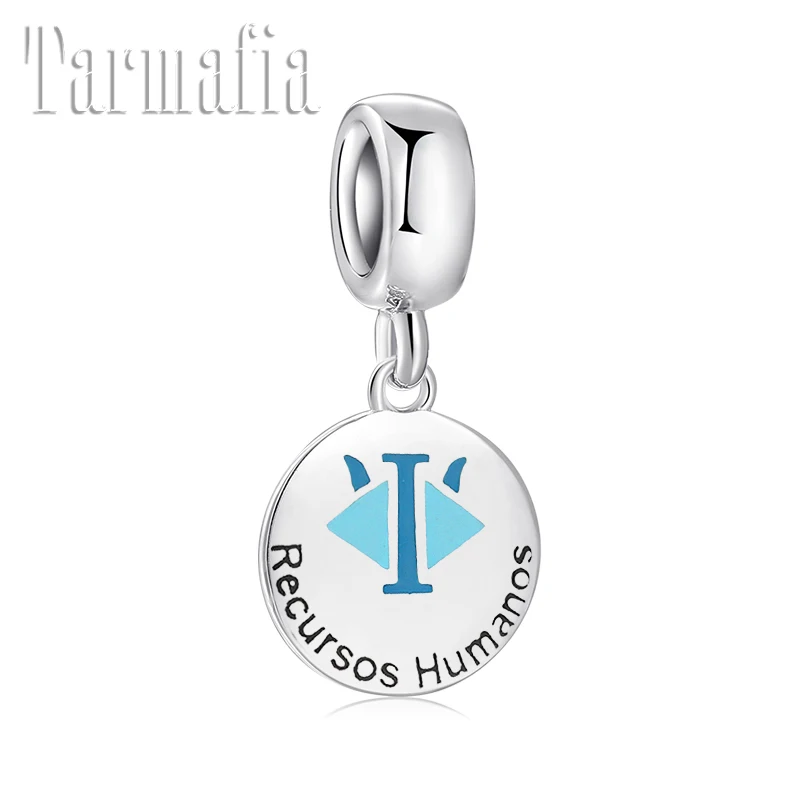 Настоящее серебро 925 проба Подвески Recursos Humanos карьера знак Женские Аксессуары Fit Pandora Подвески Браслет ювелирное изделие изготовление