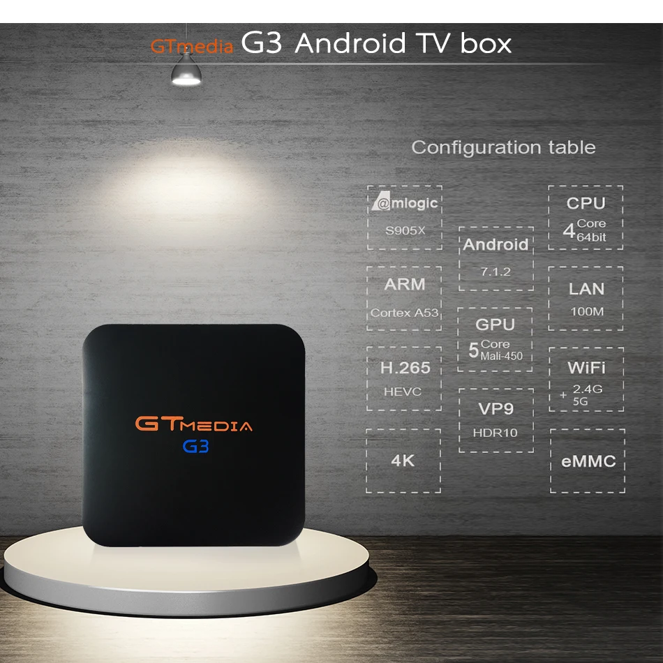  Brazil GTMEDIA G3 Android 7.1+ IPTV server Smart Tv Box Media Player 2GB 16GB Remote Control 4K HD  - 4000106896809
