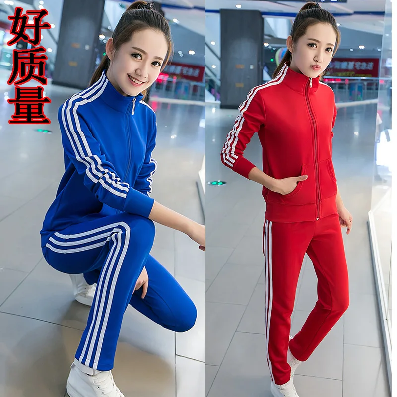 

Good Quality 2019 New Style Korean-style Versatile Autumn Three Bars Sports WOMEN'S Suit Two-Piece Set Students Jogging Suits