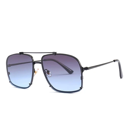 C1 Black.GrayBlue Модные женские Квадратные Солнцезащитные Очки Пилот для мужчин для вождения Ретро винтажные негабаритные Солнцезащитные очки женские новые lunetes Femme UV400 - Цвет линз: C1 Black.GrayBlue