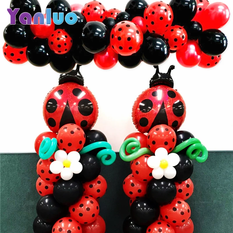 Consumir Fonética Restricción Globos de látex para fiesta de Ladybug, papel de aluminio de lunares rojos  y negros, decoración para fiesta de cumpleaños de niños, suministros para  Baby Shower, Globos|Globos y accesorios| - AliExpress