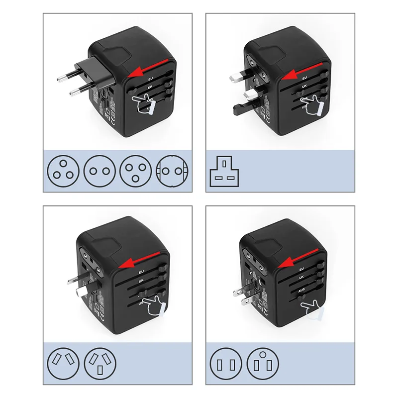 Bcsongbe дорожный адаптер Международный Универсальный адаптер питания с 6.3A 4 USB по всему миру настенное зарядное устройство для Великобритании/ЕС/Австралии/Азии type-c