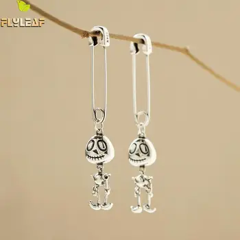 

Long Drop Earrings For Women Real 925 Sterling Silver Fine Jewelry Fun Pin Taste Skull Earings Fashion Jewelry Vintage Flyleaf