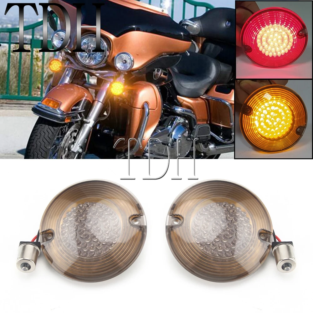 

Пара 1156 мотоциклов светодиодный указатель поворота крышка объектива для Harley Electra Glide Road King FLHR FLHT FLTR FLHRC FLTCU