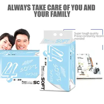 

Roll Paper Bamboo Fiber Paper Toilet Paper Security Soft Thickening 6 Rolls Wood Pulp 4 Layers White Hotel Natural Butt Family