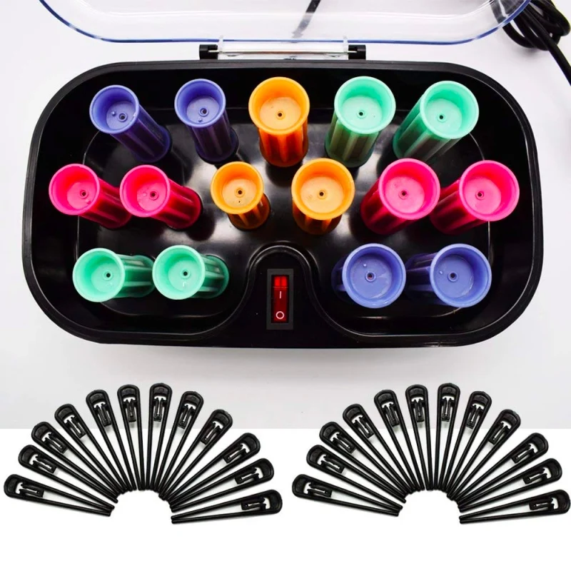 

Hair Rollers Electric Tube Heated Roller Hair Curly Styling Sticks + Gloves +Hair Roller with Clips for Travel Heated Rollers