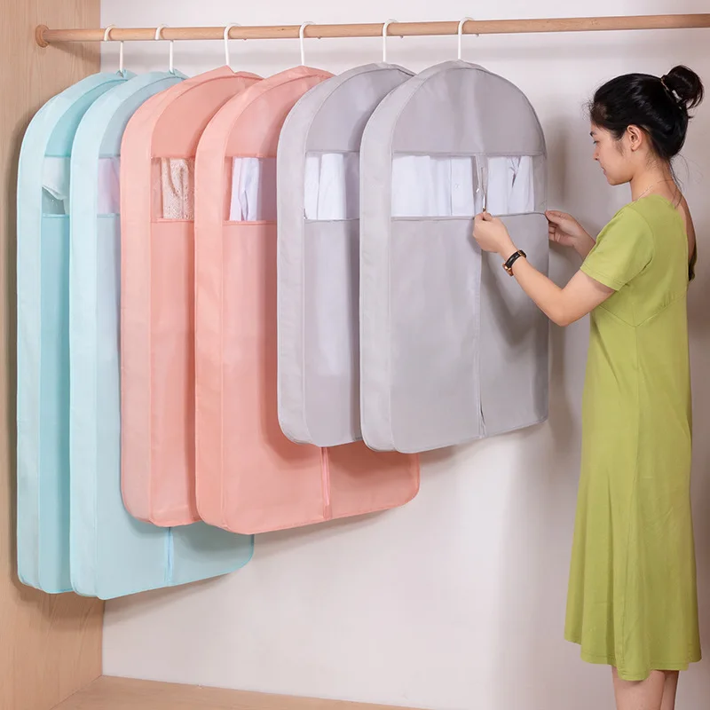 Three-dimension case for dresses wardrobe clothes cover suit with zipper garment bag clear window fur coat protector | Дом и сад