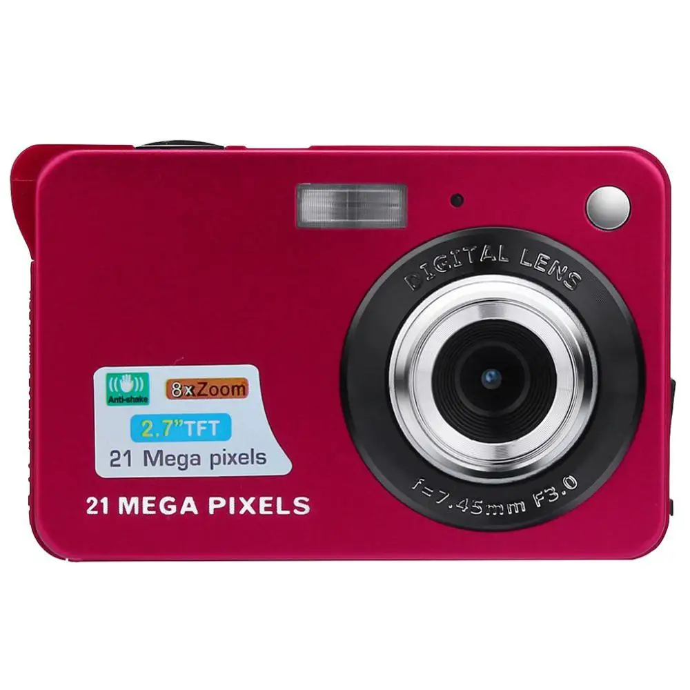 Прочная Мини Бытовая селфи 8 X цифровой зум 21 мегапиксельная цифровая камера высокой четкости хорошо подходит для путешествий - Цвет: Красный