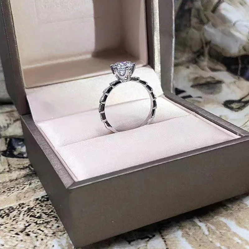 D-COLOR Муассанит Обручальные кольца для женщин 0.8ct 1ct карат муассанит женские кольца с сертификатом GRA