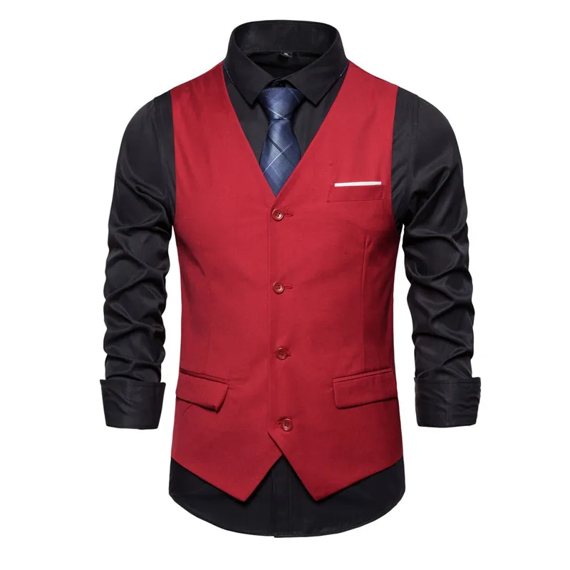 Suit Vest Men&rsquo;s Business Sleeveless Vests Jacket Asian Size S-6XL Wedding Party Waistcoat