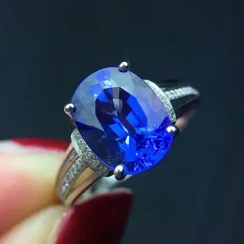 

Tanzanite Ring Fine Jewelry Pure 18 K Gold Natural Tanzanite Gemstones 3.68ct Diamonds Female Anniversary Gift Fine Rings