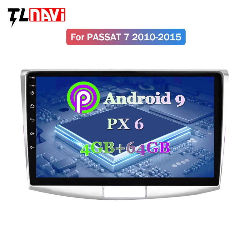 Excellent PX6 4G+64G 10.1 inch Android 9 car gps navigation for Volkswagen magotan CC passat 7 B7 2012-2018 multimedia radio system 1