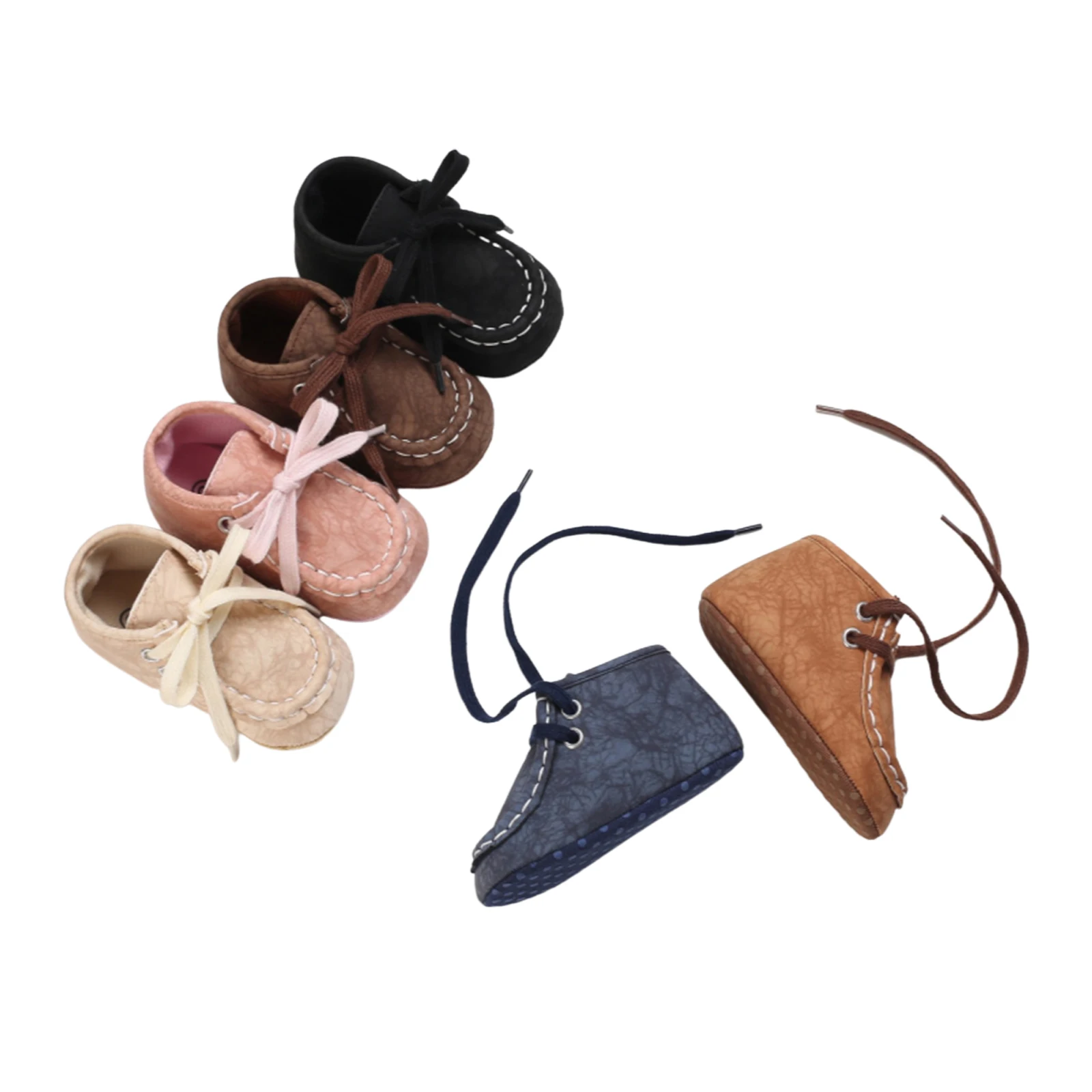 0-18M Baby High Top Ankle Sneakers Anti-Slip Soft Sole Moccasins Tie-up Infant Prewalkers
