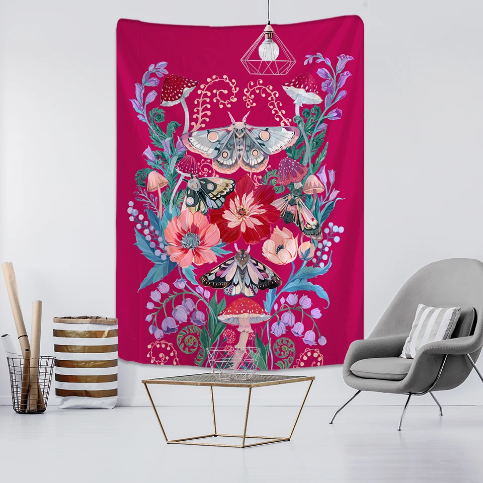 Butterfly Mushroom Tapestry Wall Hanging Colorful Bohemian Hippie TAPIZ Psychedelic Witchcraft Simple Art Room Home Decor