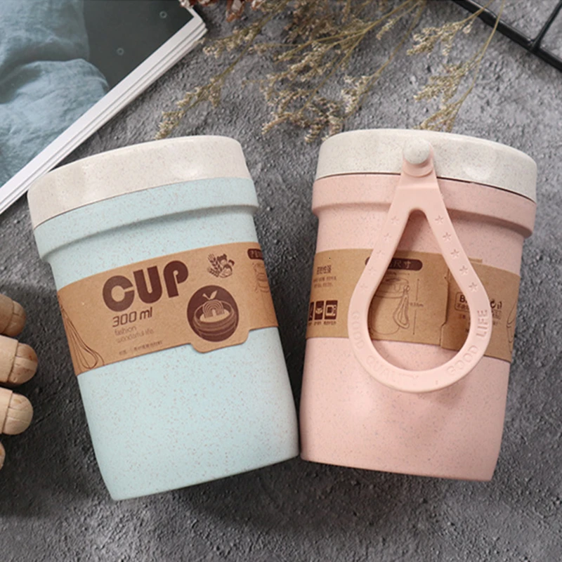 300ML Wheat Fiber Coffee Cup Travel Mug Portable Double-wall Insulation Office Coffee Tea Cups Milk Cup (6)