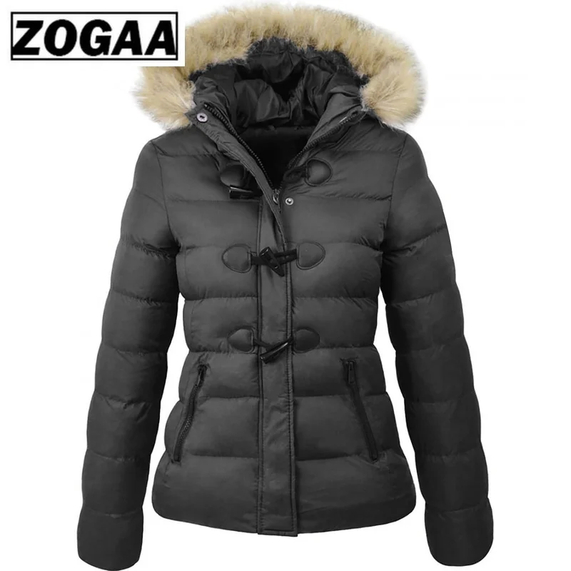 ZOGAA, Женская парка,, зима, весна, пальто для женщин, на каждый день, меховой воротник, Роговая Пряжка, тонкий, большой размер, Женская куртка, пальто, теплые парки