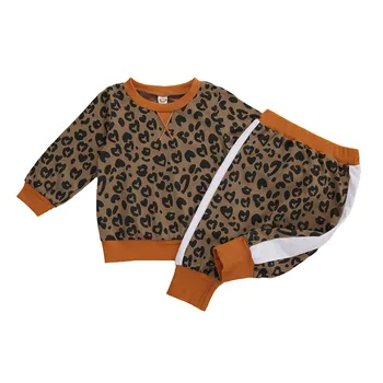 

0-24M Newborn Baby Boy Girl Leopard Clothes Set Brand Infant Baby Boy Girl Long Sleeve O Neck Pullover Trousers Casual Tracksuit