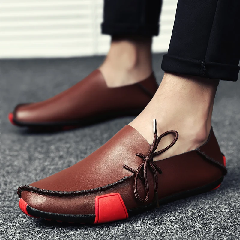 

Mazefeng 2019 New Leather Mens Loafers Fashion Shoes Handmade Moccasins Soft Leather Slip on Men's Boat Shoe PLUS SIZE 38-47