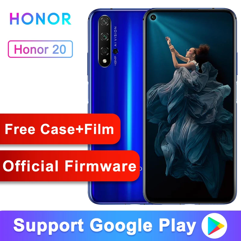 Honor 20 8GB 128GB мобильный телефон 6,26 дюймов полный экран Kirin 980 Восьмиядерный Android 9 3750mAh SuperCharge NFC