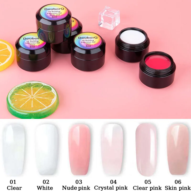 

8ml Quick Building Nail Gel 6colors Thick Crystal Jelly Builder UV Gel Finger Extension Building Gel Tips Soak Off Nail Art Gel