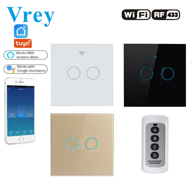 Настенный сенсорный выключатель Vrey Samrt с поддержкой Wi Fi и дистанционным