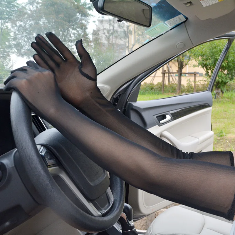 

Longer Dense Mesh Gloves Women's Ultra-thin Short Summer Driving and Cycling Sexy Black Sun Protection Arm Sleeve Autumn