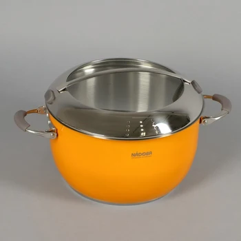

Casserole Kvetunka, 5.5 L, d = 24 cm, glass lid, yellow